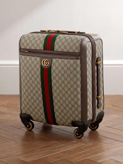GUCCI Savoy Leather-Trimmed Printed Coated-Canvas Suitcase
