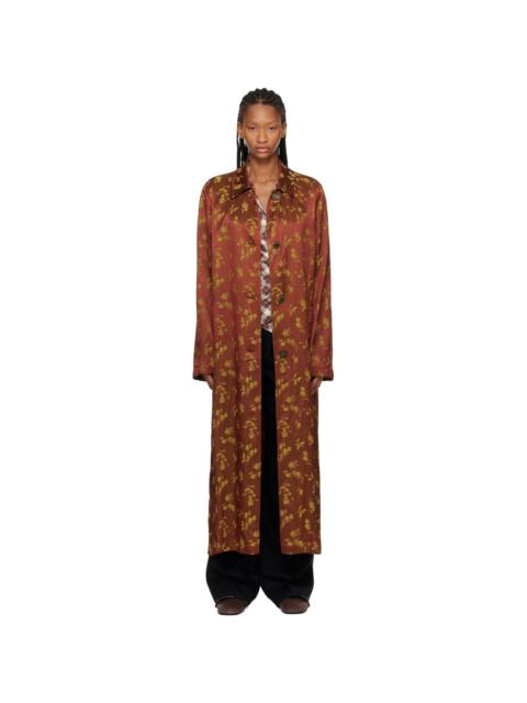 Dries Van Noten Tan Jacquard Coat
