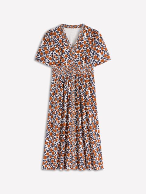 BODEN Natalia Jersey Tea Dress-Cognac, Floweret Vine