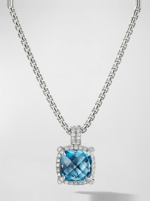 DAVID YURMAN 9mm Chatelaine Hampton Blue Topaz Pendant Necklace with Diamonds