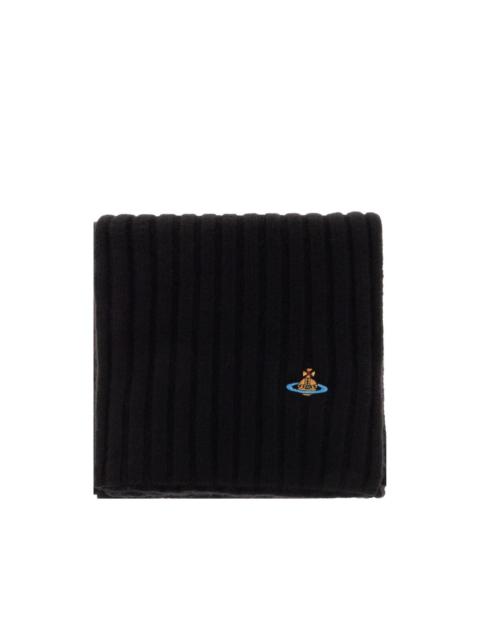Vivienne Westwood Classic ribbed Orb-embroidered scarf