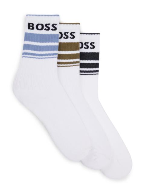 BOSS THREE-PACK OF SHORT SOCKS WITH STRIPES AND LOGOS