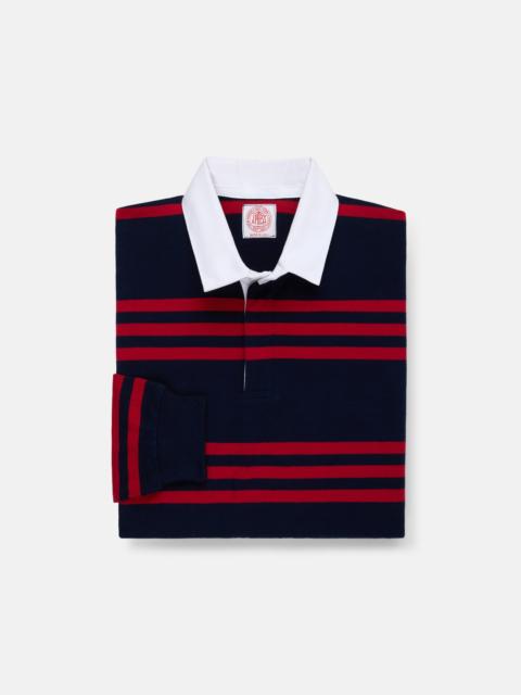J. PRESS MADE-IN-USA NAVY & RED TRIPLE STRIPE COTTON RUGBY