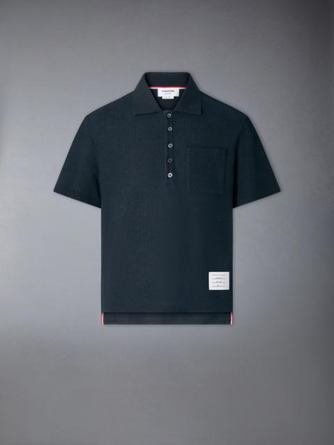 Thom Browne TEXTURED COTTON LINEN POLO
