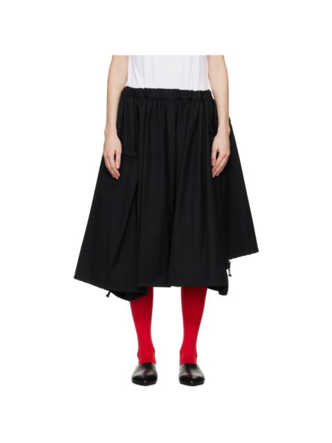 Black Drawstring Pouch Midi Skirt