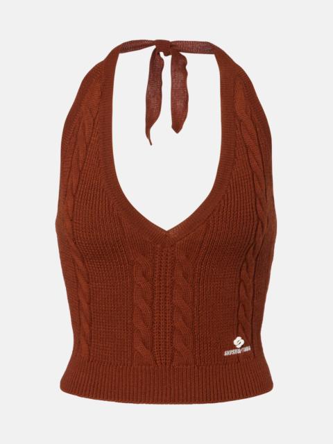 SHUSHU/TONG Cable-knit halterneck wool top