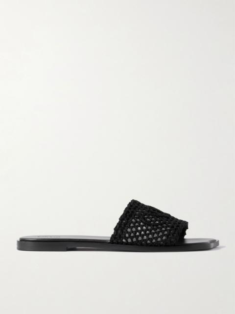 Chloé Flower crocheted slides Black