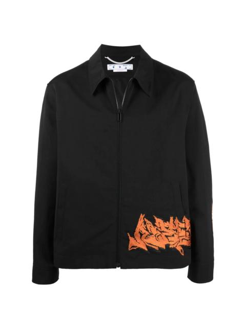 Off-White embroidered motif zipped jacket
