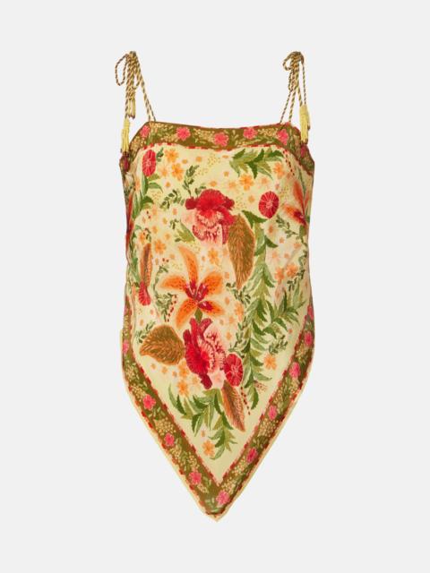 FARM RIO Stitched Garden floral top