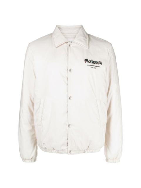 Alexander McQueen logo-print bomber jacket