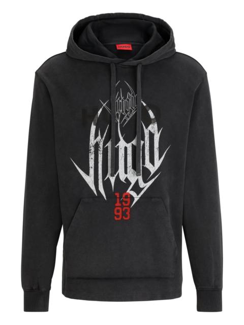 HUGO OVERSIZE-FIT FRENCH-TERRY HOODIE WITH BAND-INSPIRED ARTWORK