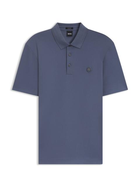 BOSS MERCERIZED-COTTON POLO SHIRT WITH DOUBLE B MONOGRAM