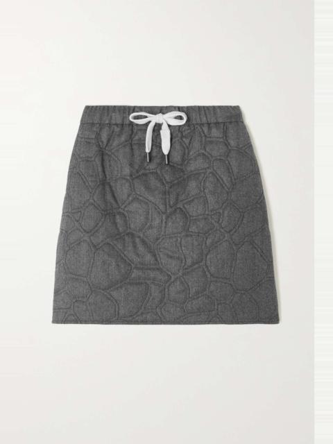 Padded quilted wool mini skirt