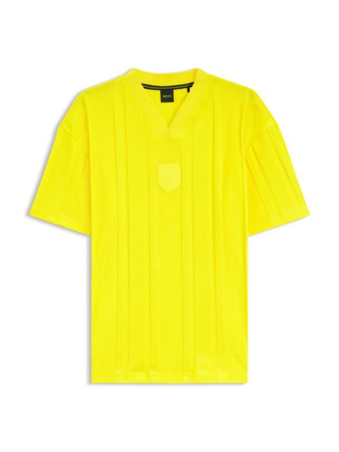 BOSS TEXTURED-STRIPE T-SHIRT IN COTTON