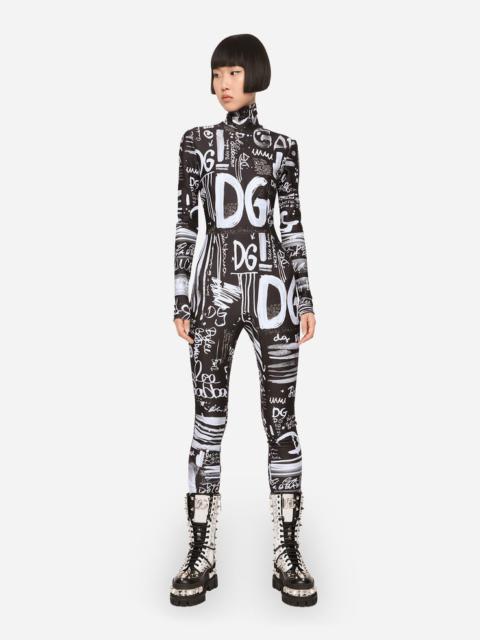 Dolce & Gabbana Power jersey jumpsuit with graffiti logo print