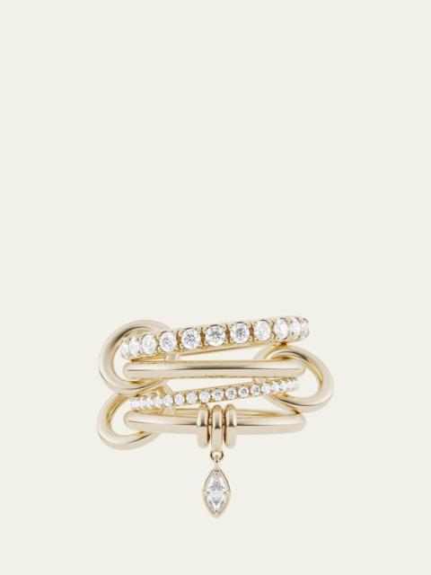 Spinelli Kilcollin Inara Marquise Yellow Gold Ring with Diamonds
