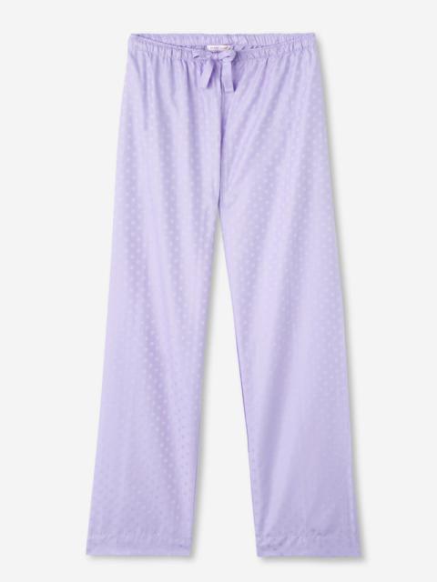Derek Rose Women's Lounge Trousers Kate 7 Cotton Jacquard Lilac