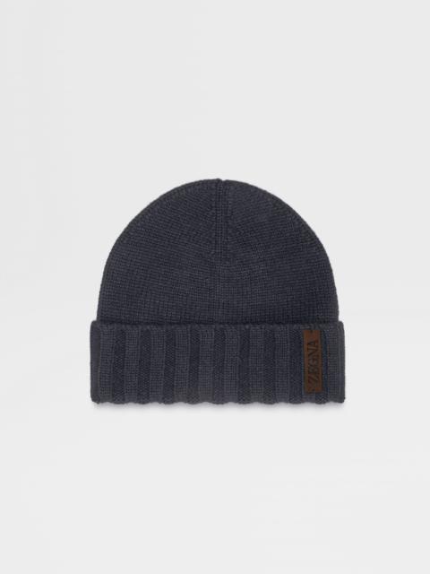 ZEGNA DARK BLUE OASI CASHMERE BEANIE