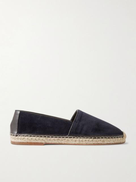 Brunello Cucinelli Leather-Trimmed Suede Espadrilles Blue