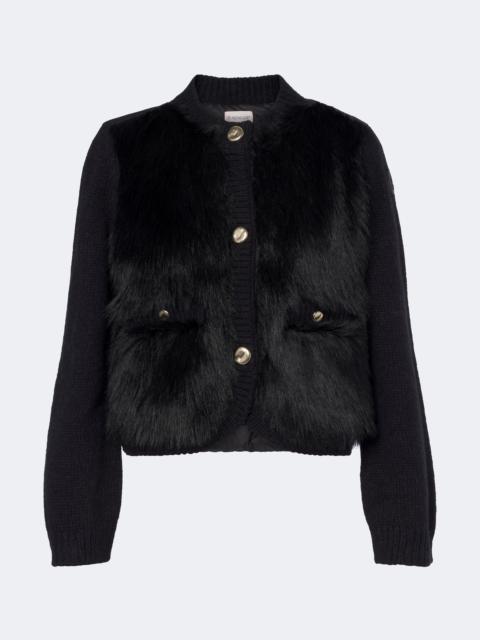 Moncler Down-paneled alpaca and wool-blend cardigan
