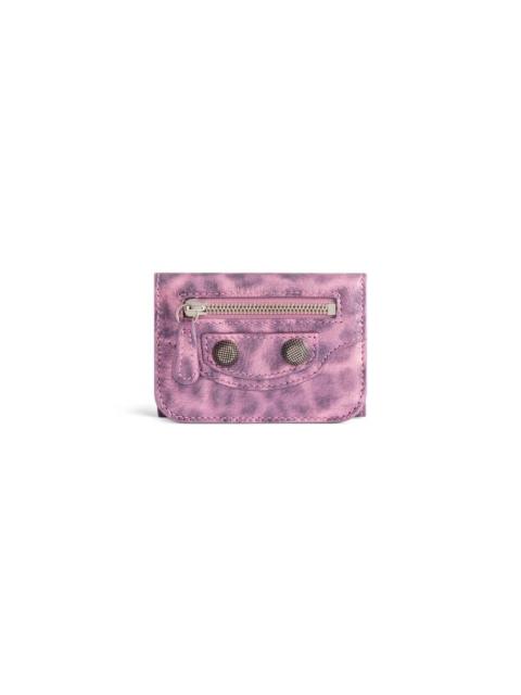 BALENCIAGA Women's Le Cagole Mini Wallet With Leopard Print in Pink
