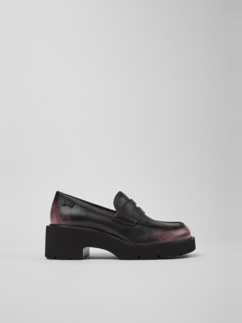 CAMPER Milah Black Leather Moccasins for Women.