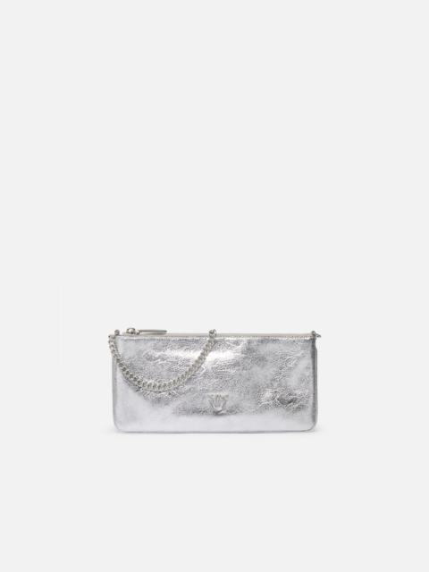 PINKO LAMINATED LEATHER CLUTCH WITH SHOULDER STRAP