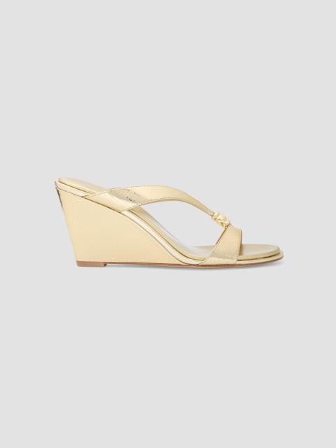 MICHAEL KORS Women's Cherie 75MM Leather Wedge Sandals - Pale Gold
