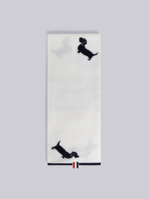 Thom Browne White Extrafine Merino Hector Icon Half Drop Intarsia 4-Bar Stripe Scarf