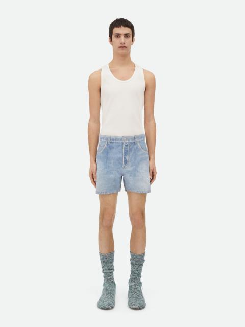 Bottega Veneta Printed Leather Denim Shorts