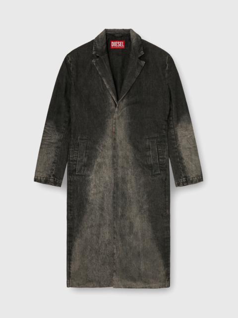 Diesel LONG COAT IN DIRTY-EFFECT DENIM