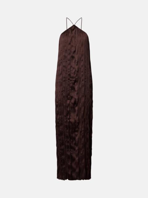 STAUD Akari plissé halterneck maxi dress