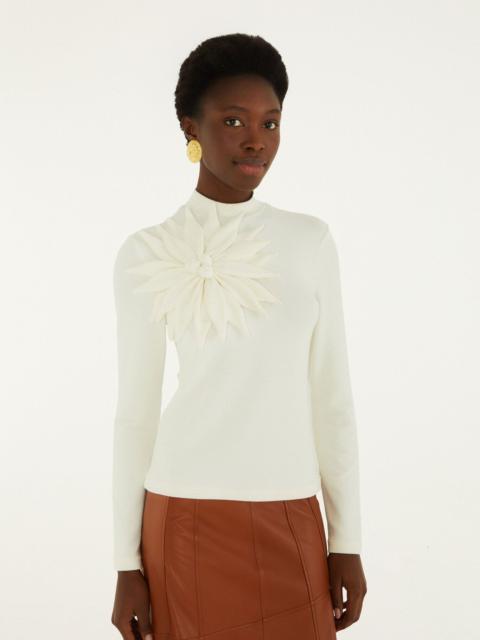 FARM RIO 3D Flower Long Sleeve Blouse
