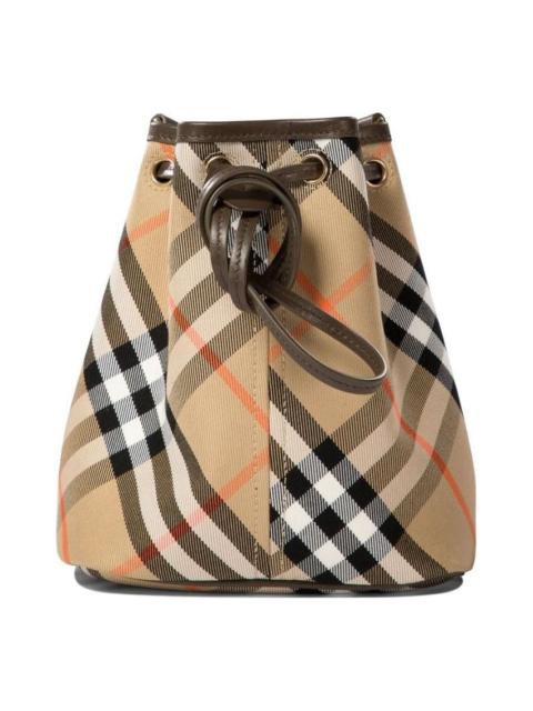 Burberry (WMNS) Burberry 25 Checked Drawstring Bucket Bag 'Beige' 8093804