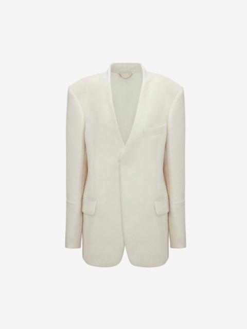 Hidden Lapel Single Breasted Jacket In Ivory