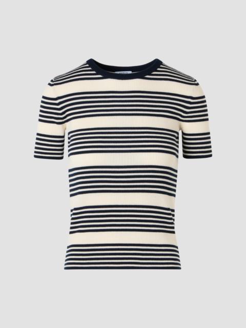 AKRIS Women's Rib-Knit Wool T-Shirt - Navy Cream