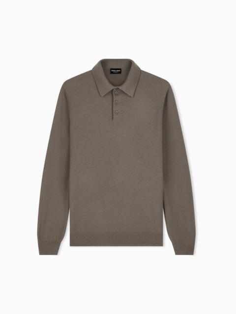 GIORGIO ARMANI LONG-SLEEVED CASHMERE POLO SHIRT