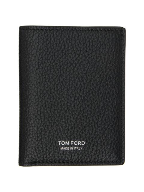 TOM FORD Black Grain Leather Folding Card Holder