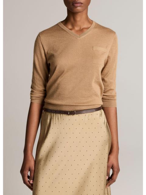 Vince Cashmere-Silk Pocket V-Neck Sweater