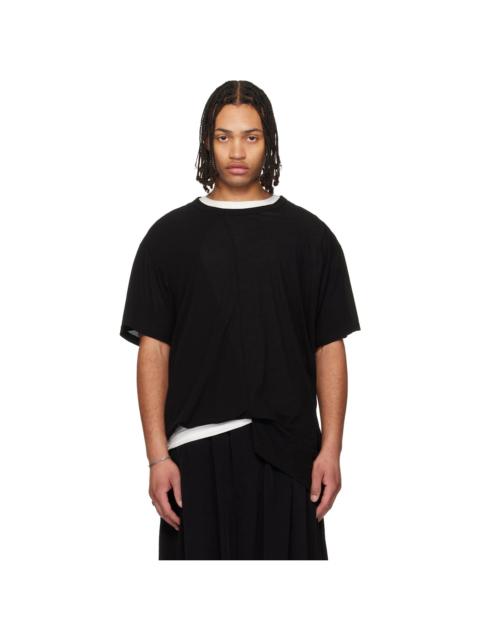 Yohji Yamamoto Black Asymmetric Short Sleeve T-shirt