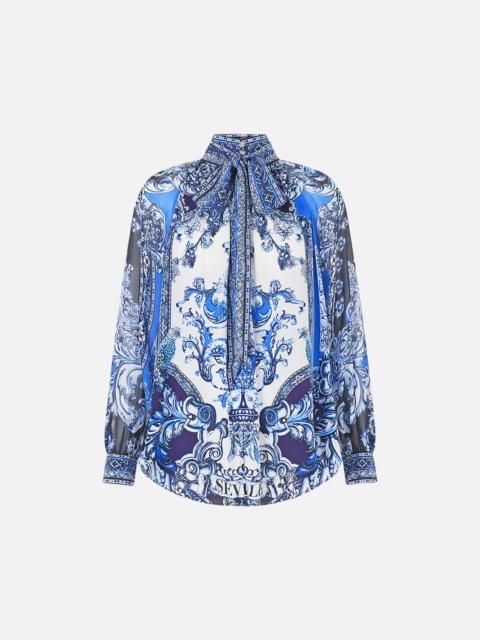 CAMILLA DETACHABLE PUSSY BOW RAGLAN BLOUSE