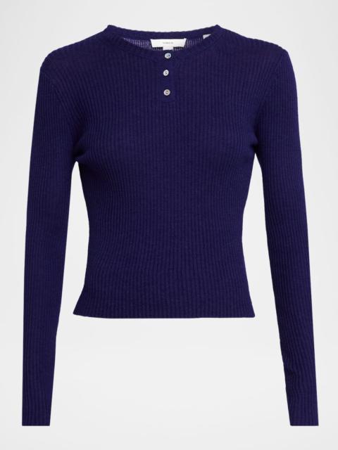 Vince Ribbed Long-Sleeve Henley