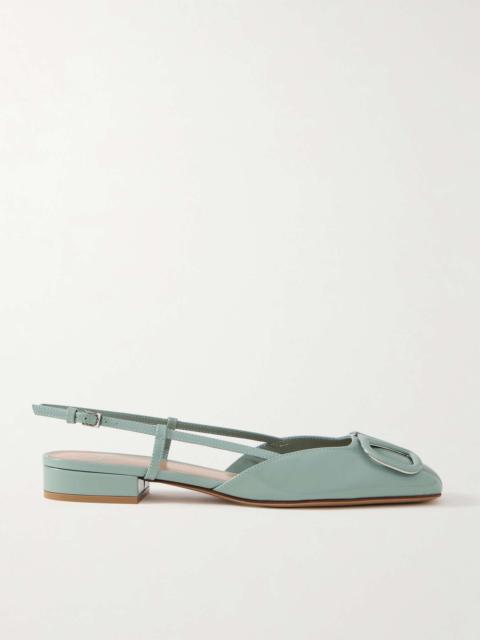 Valentino VLOGO 30 patent-leather slingback flats Mint