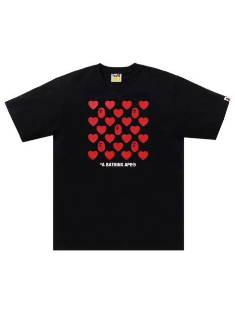 BAPE Heart Pattern Box Tee 'Black'