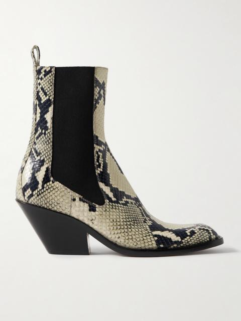 KHAITE Austin Snake-effect Leather Ankle Boots