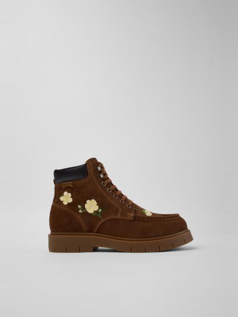 CAMPER Twins Multicolor Suede and Leather Ankle Boots for Women.