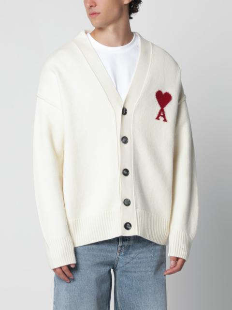 AMI Paris Ami De Coeur white wool cardigan