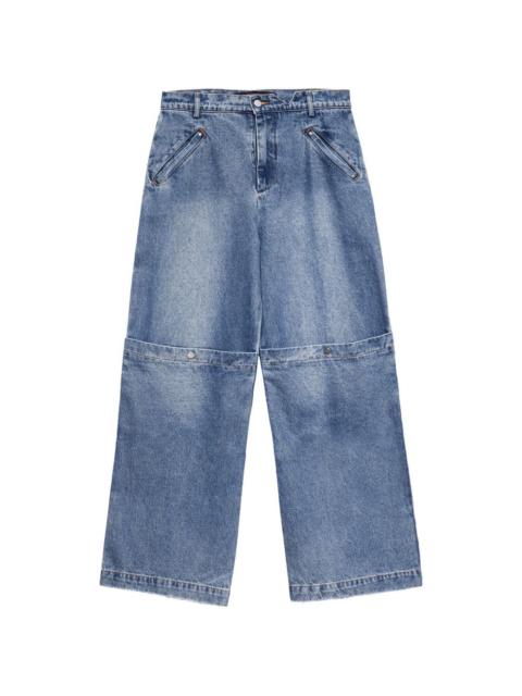 SPENCER BADU patchwork-detail wide-leg jeans