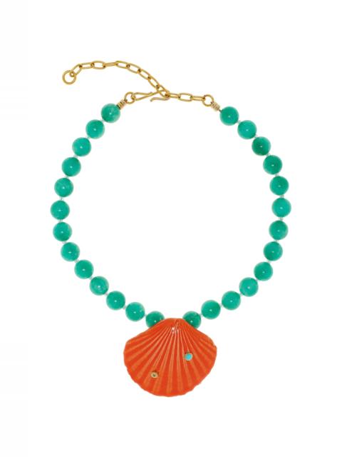 LIZZIE FORTUNATO Corfu Gold-Plated Multi-Stone Shell Necklace multi