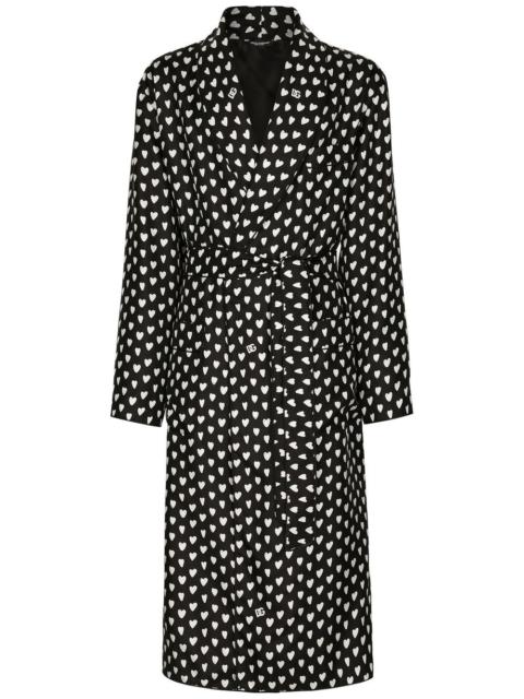 Dolce & Gabbana heart-print belted coat